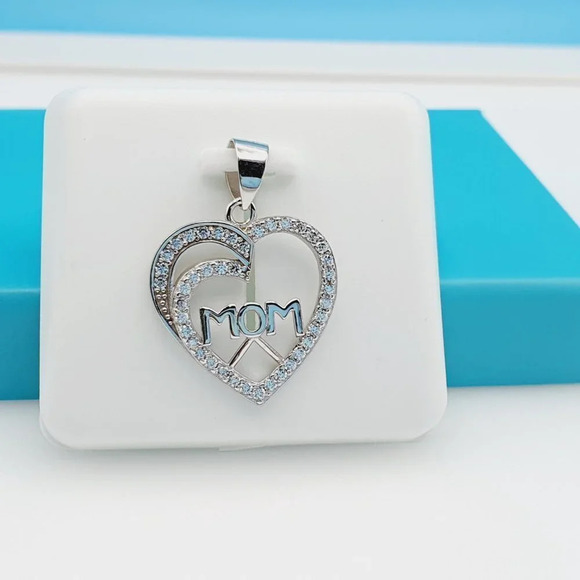 925 Sterling Silver CZ Beautiful Mom Pendant for Women, 1USPAR4089 - Picture 7 of 11